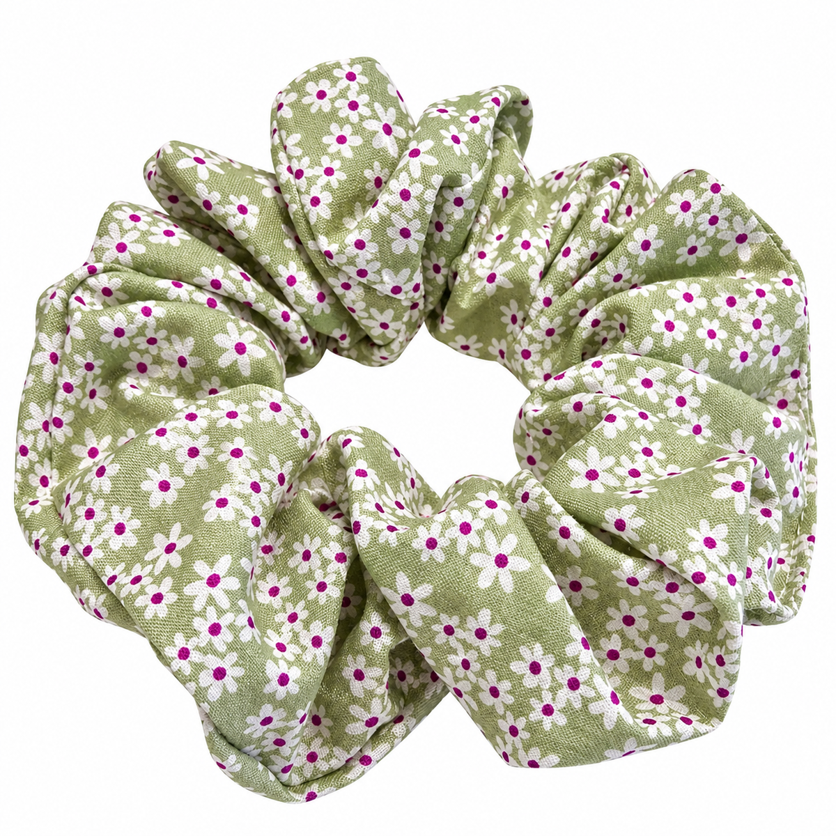 Lime Blosson Cotton Scrunchie