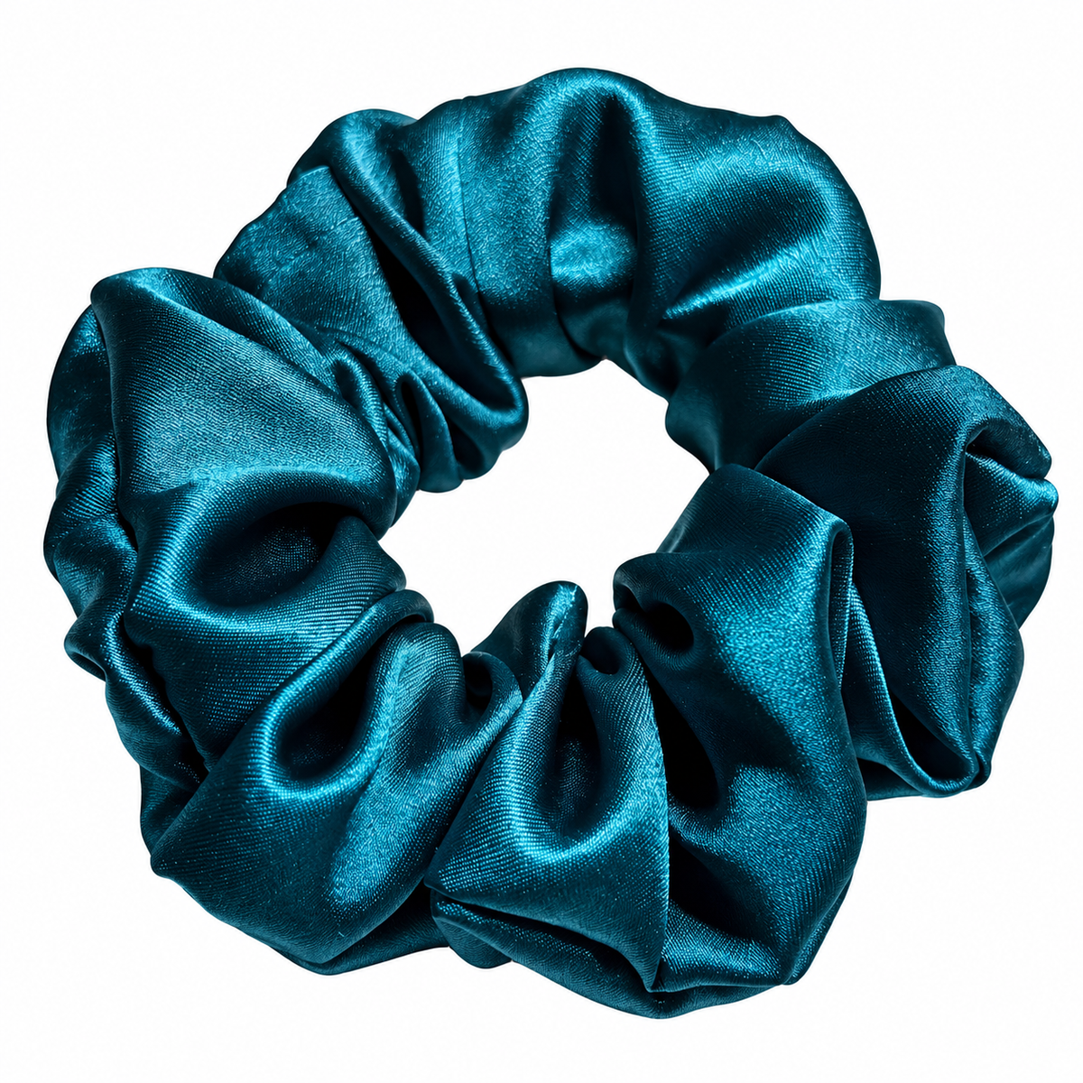Teal Satin Scrunchie