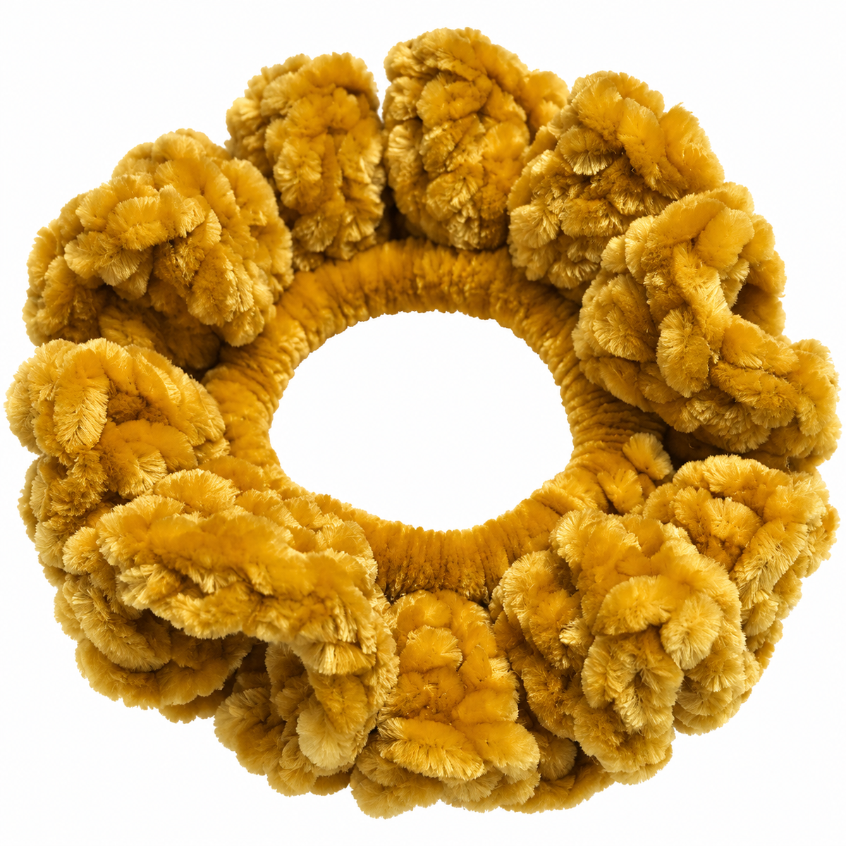 Golden Moss Crochet Velvet Scrunchie