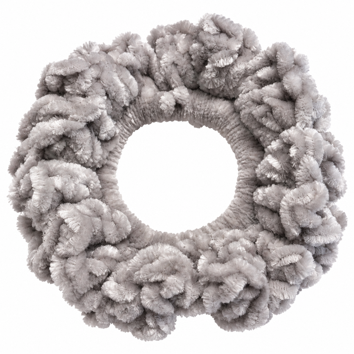 Misty Gray Crochet Velvet Scrunchie