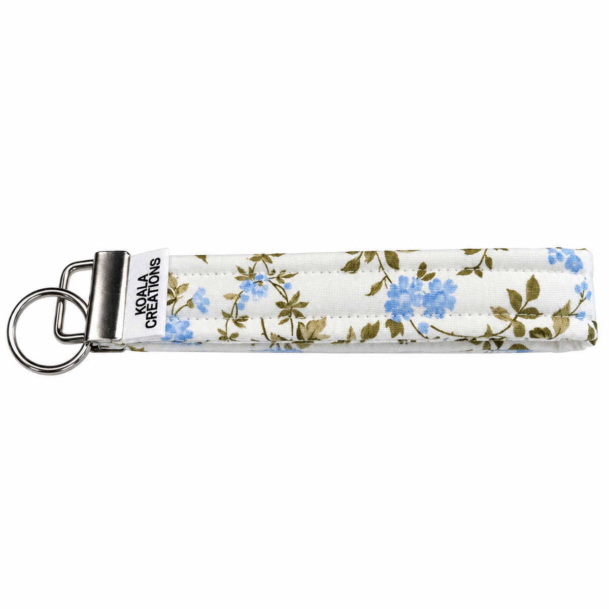 Blue Botanical Keychain Wristlet