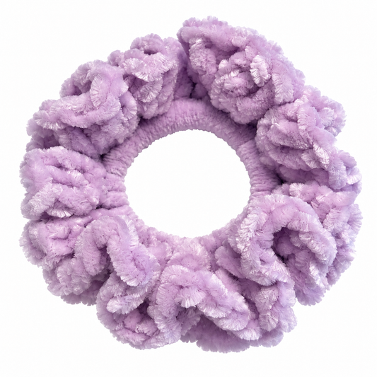 Lilac Blooms Crochet Velvet Scrunchie
