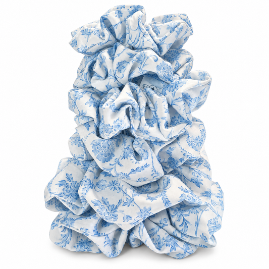 Porcelain Scroll Cotton Scrunchie