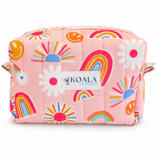 Rainbow Sunshine Quilted Makeup Bag