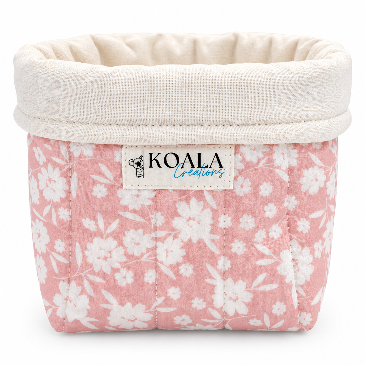 Coral Floral Quilted Vanity Bucket