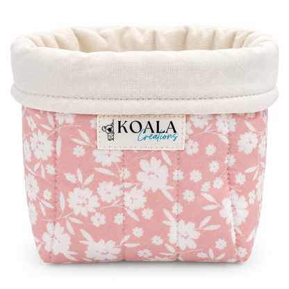 Coral Floral Quilted Vanity Bucket