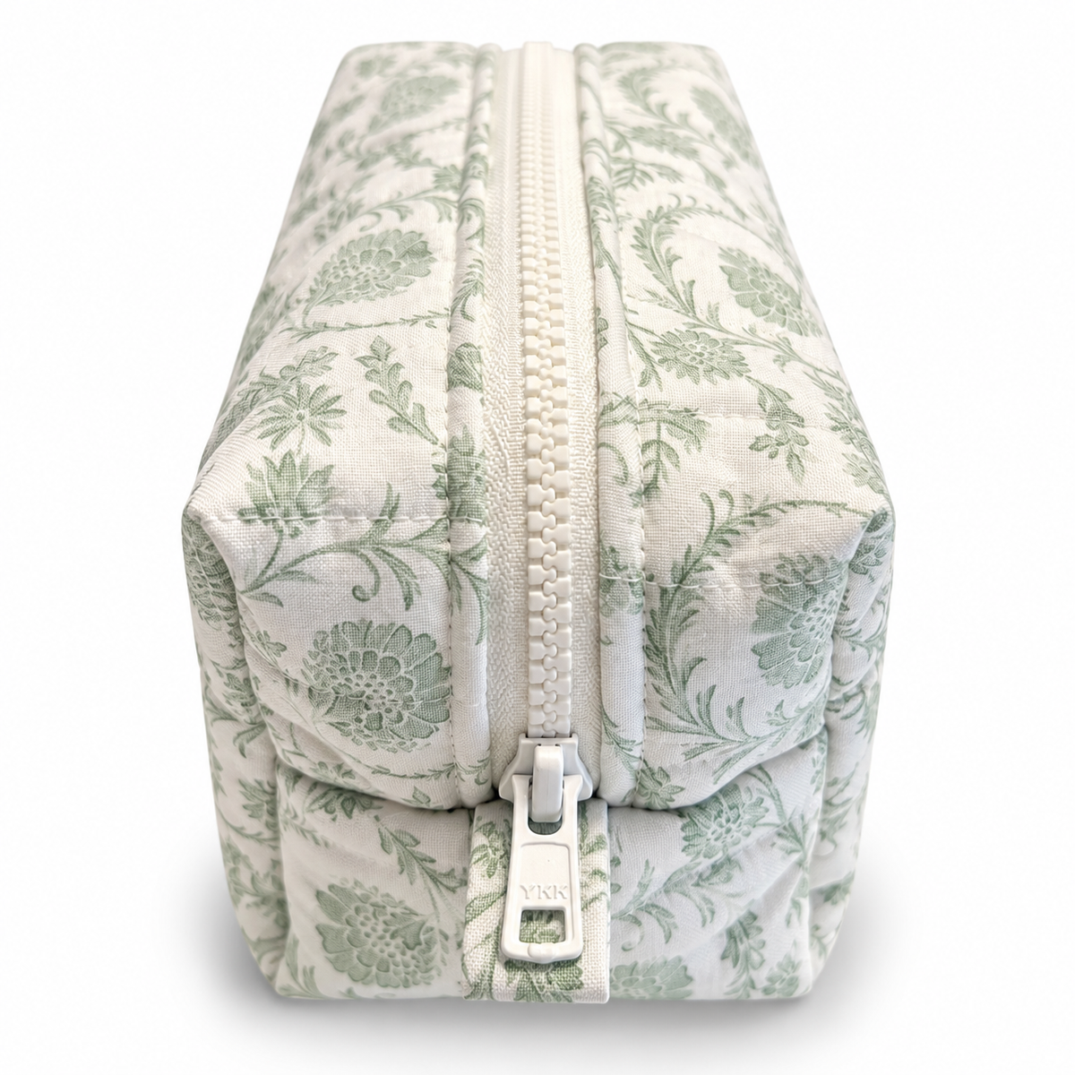 Grass Scroll Quilted Makeup Bag