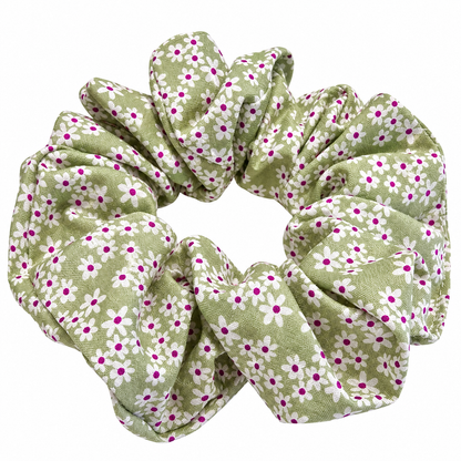 Lime Blosson Cotton Scrunchie