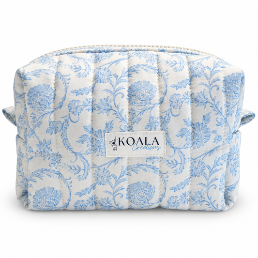 Porcelain Scroll Quilted Makeup Bag