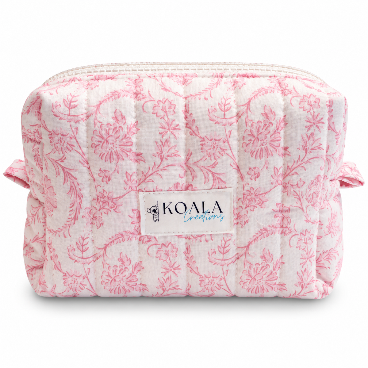 Rose Scroll Quilted Makeup Bag