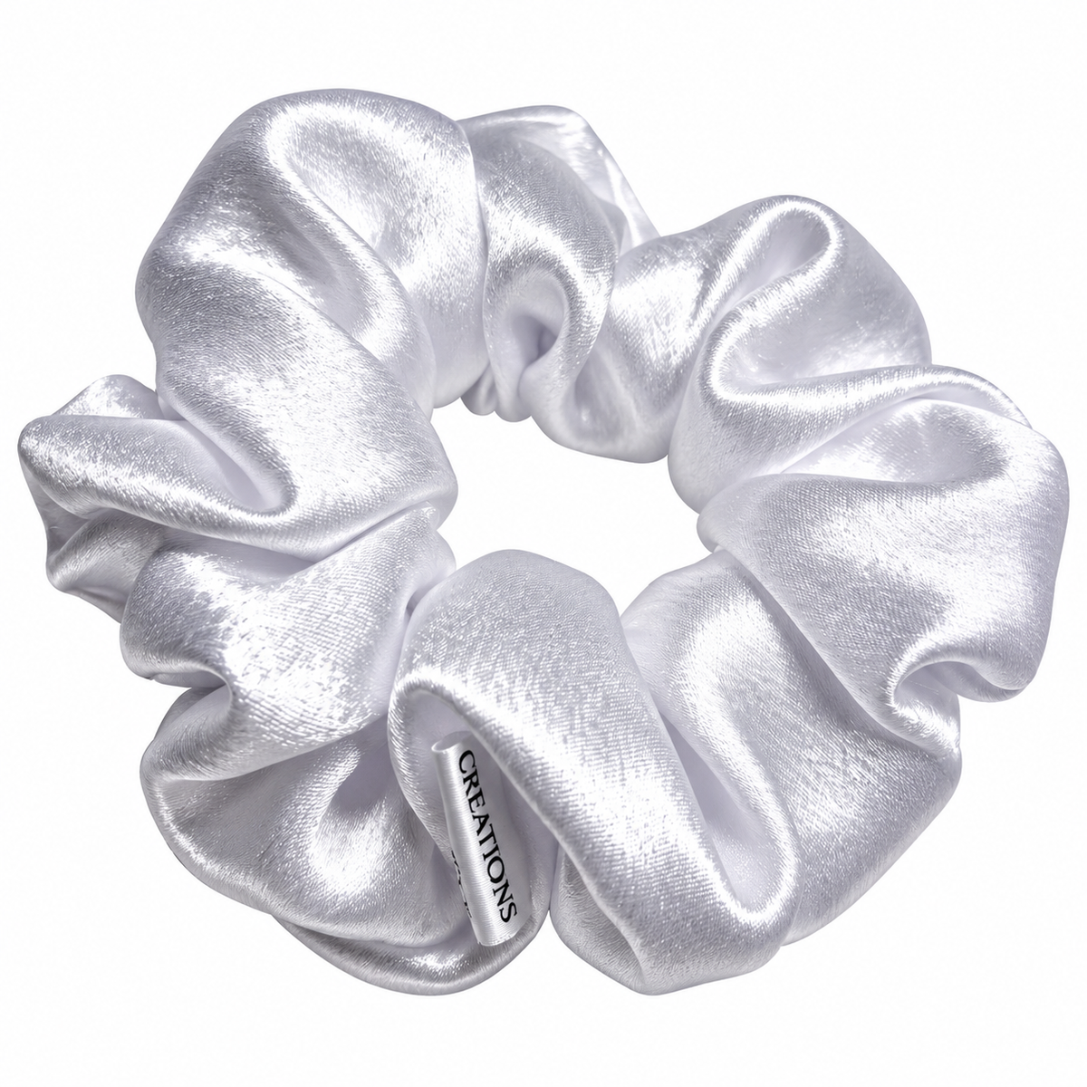 Snowy White Satin Scrunchie