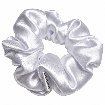 Snowy White Satin Scrunchie