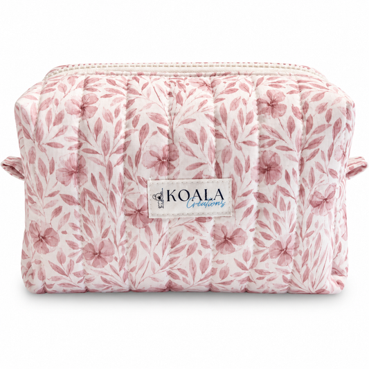 Blush Meadow Quilted Makeup Bag