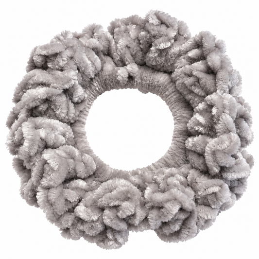Misty Gray Crochet Velvet Scrunchie