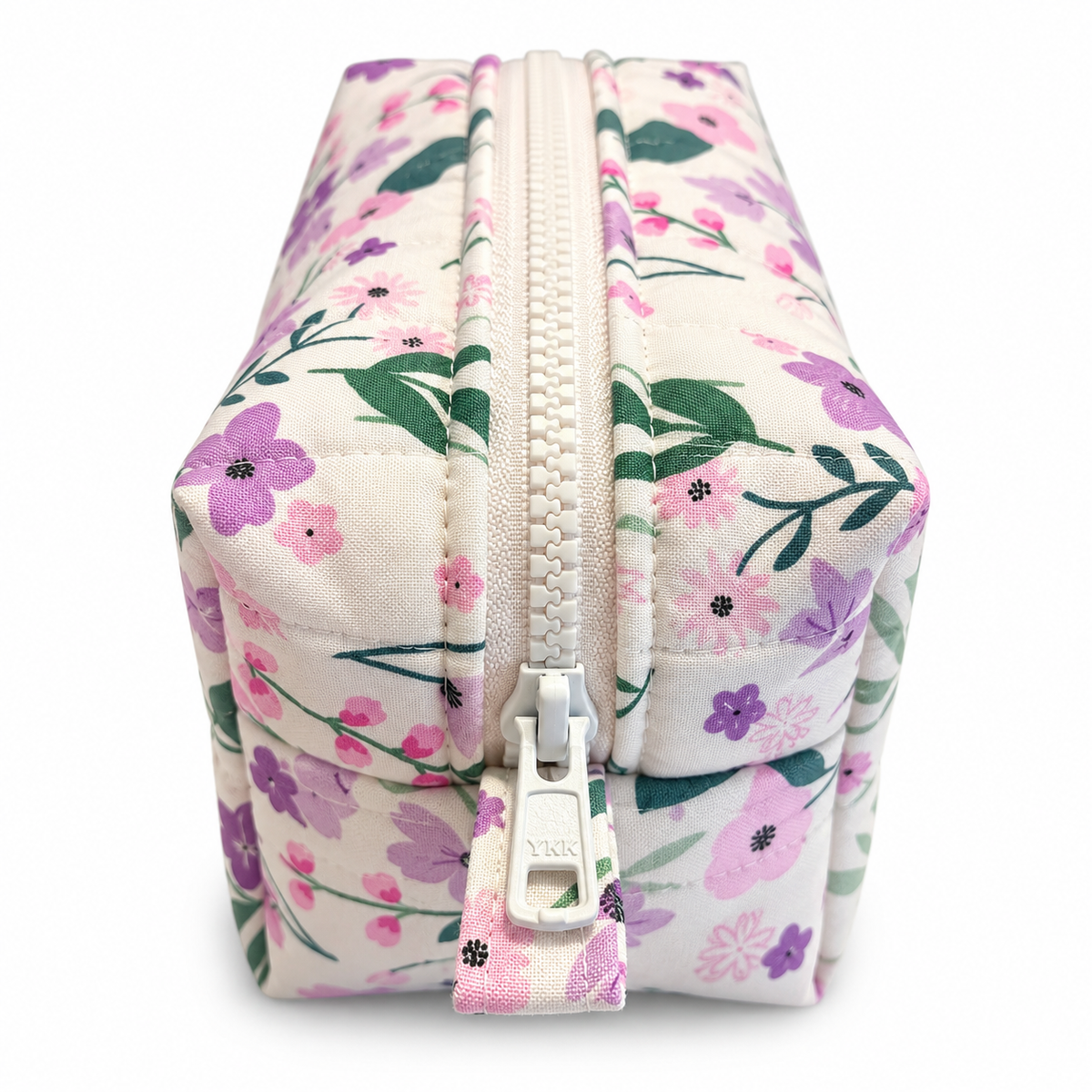 Lavender Blooms Quilted Makeup Bag