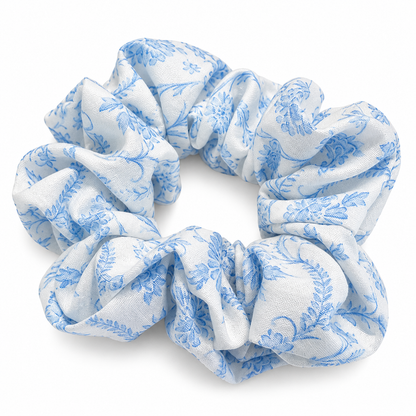 Porcelain Scroll Cotton Scrunchie