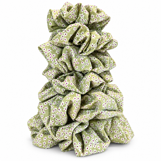 Lime Blosson Cotton Scrunchie