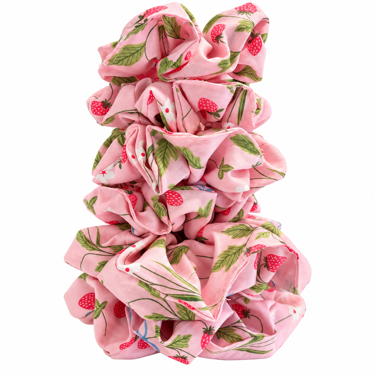 Strawberry Bows Cotton Scrunchie