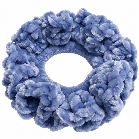 Smokey Blue Crochet Velvet Scrunchie