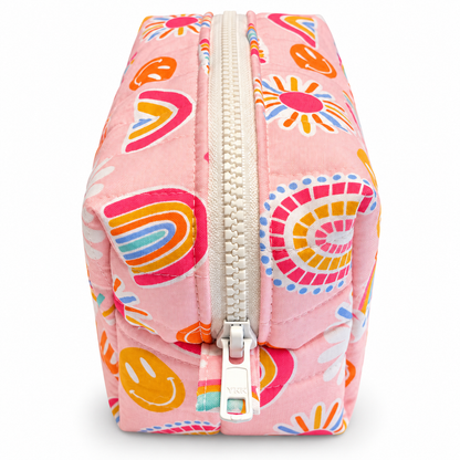 Rainbow Sunshine Quilted Makeup Bag