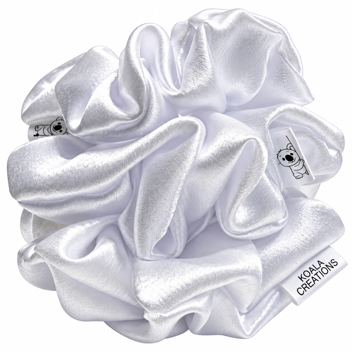 Snowy White Satin Scrunchie