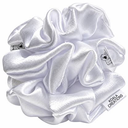 Snowy White Satin Scrunchie