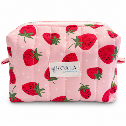 Strawberry Fields Quilted Makeup Bags
