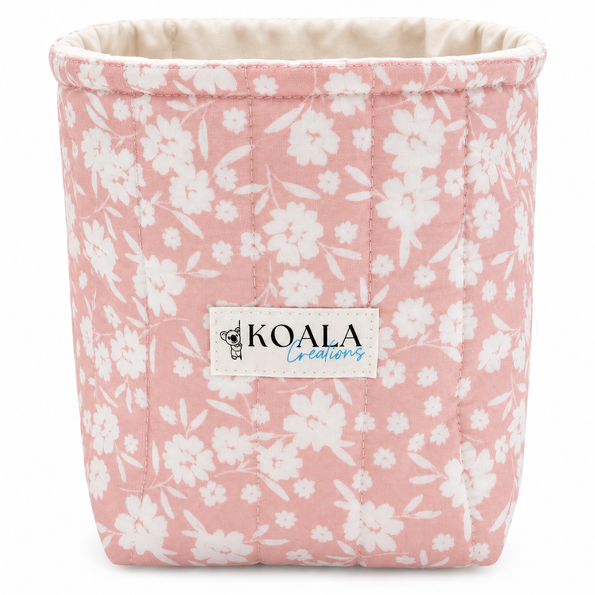 Coral Floral Quilted Vanity Bucket