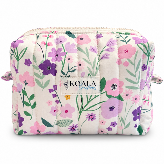 Lavender Blooms Quilted Makeup Bag