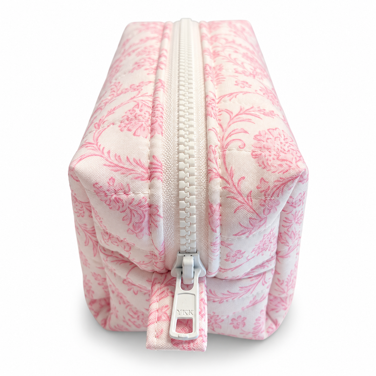 Rose Scroll Quilted Makeup Bag