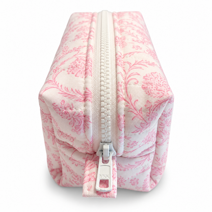 Rose Scroll Quilted Makeup Bag
