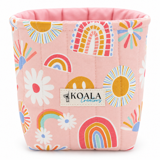 Rainbow Sunshine Quilted Vanity Bucket